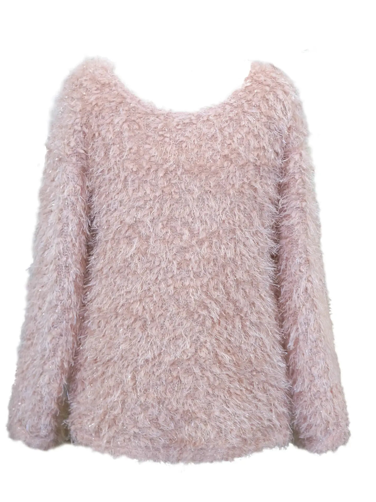 Truly Me Long Sleeve Textured Top w/back Lace-up Tie