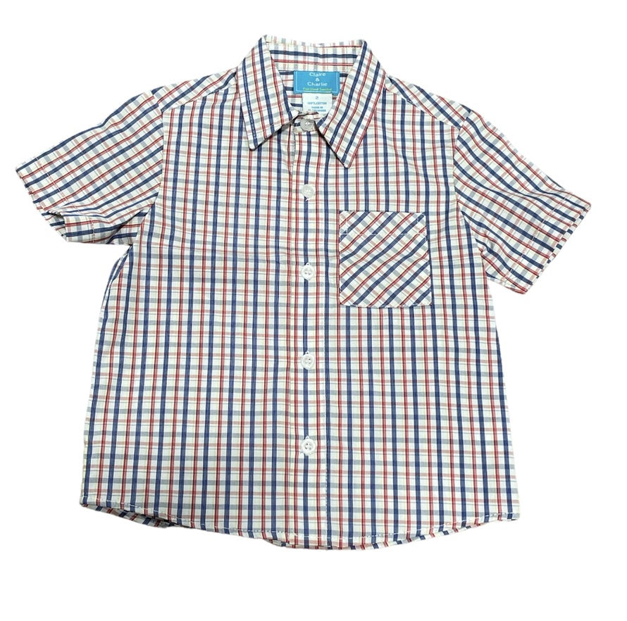 Red/Navy Plaid Button Down Shirt