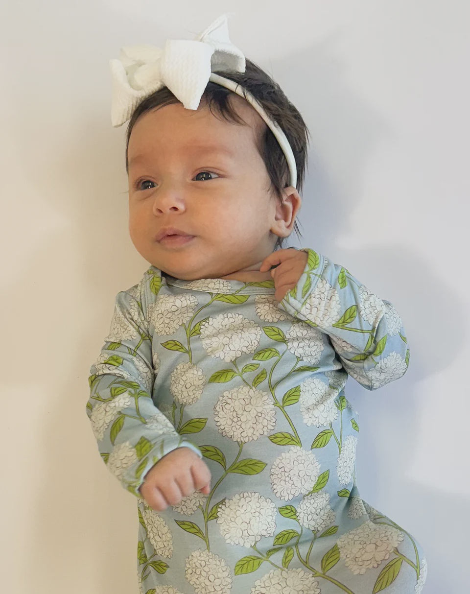 Goosies Knotted Gown - Hydrangeas - 0/3M