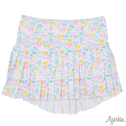 Azarhia Pastel Bows Mini Pleat Skort