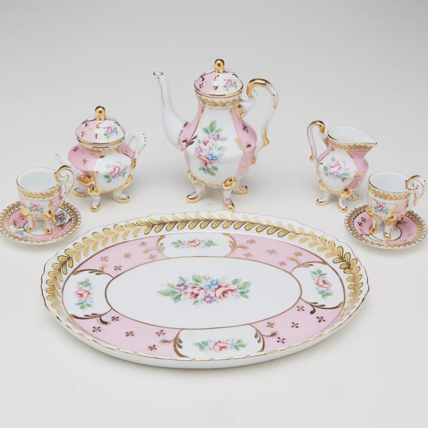 AA Importing Pink & White Tea Set