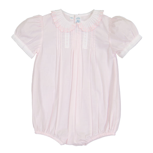 Feltman Brothers Pink/White Girls Vintage Scalloped Collar Romper