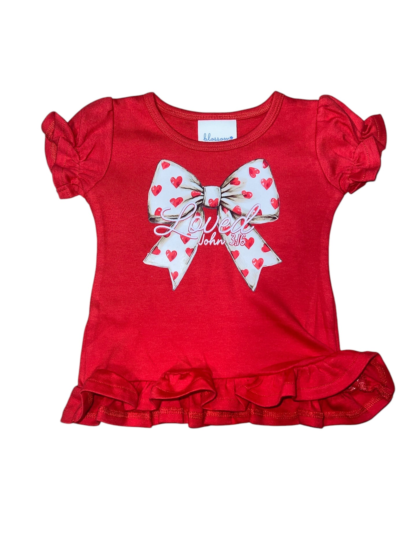 Loved Red Bow Tee