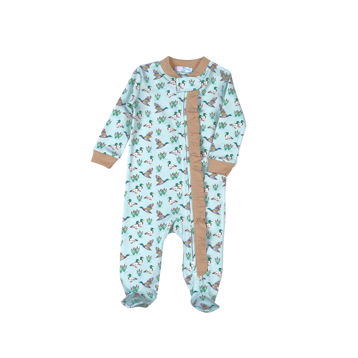 Baby Loren Mallard Ducks Pima Zipper Footie - Girls