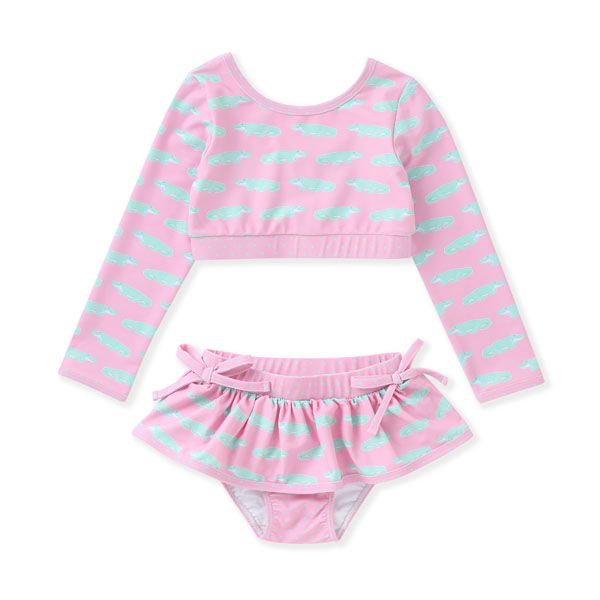 Swoon Baby Pink/Green Alligator 2 Pc Swim Suit