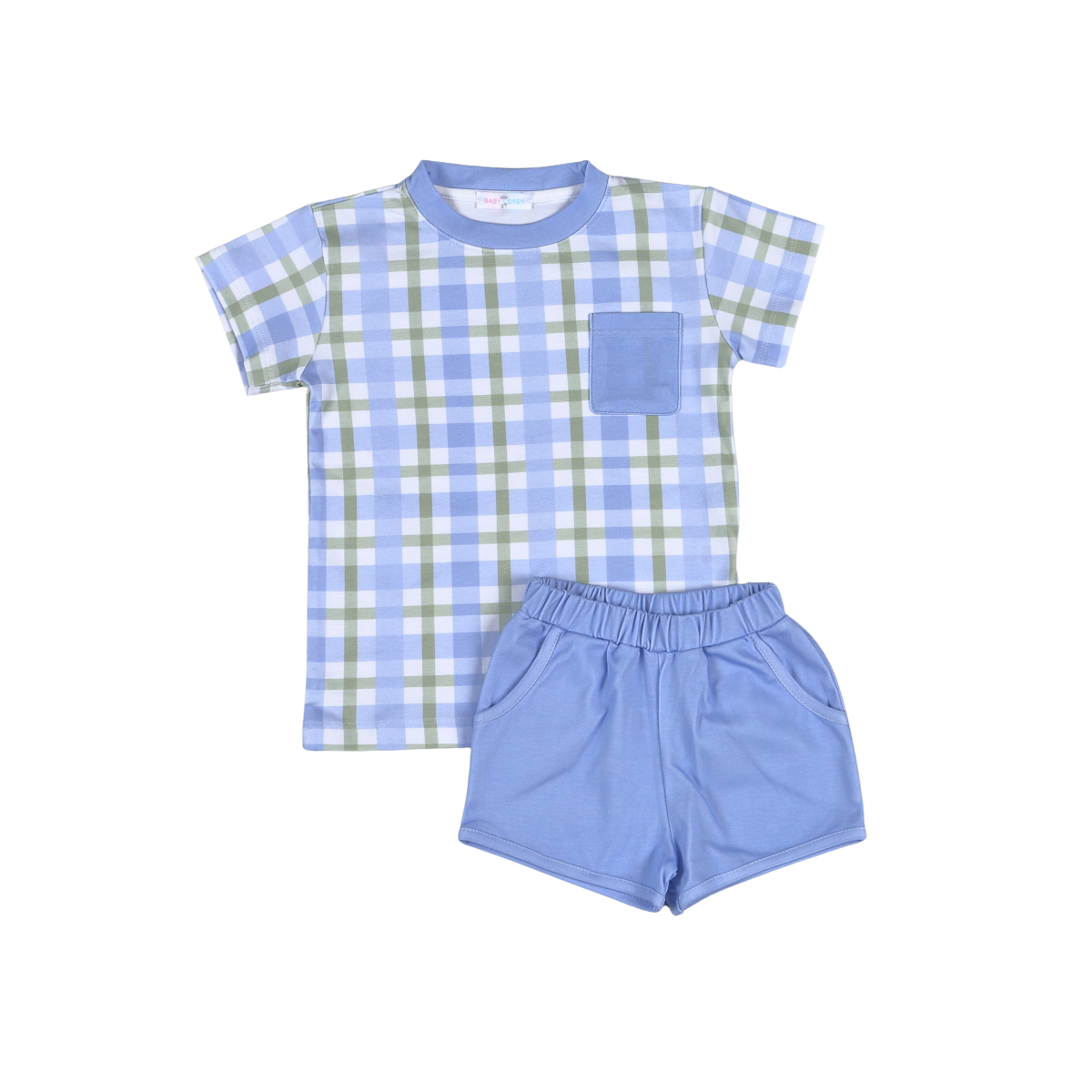 Baby Loren Blue Plaids Jon Short Set - Boy