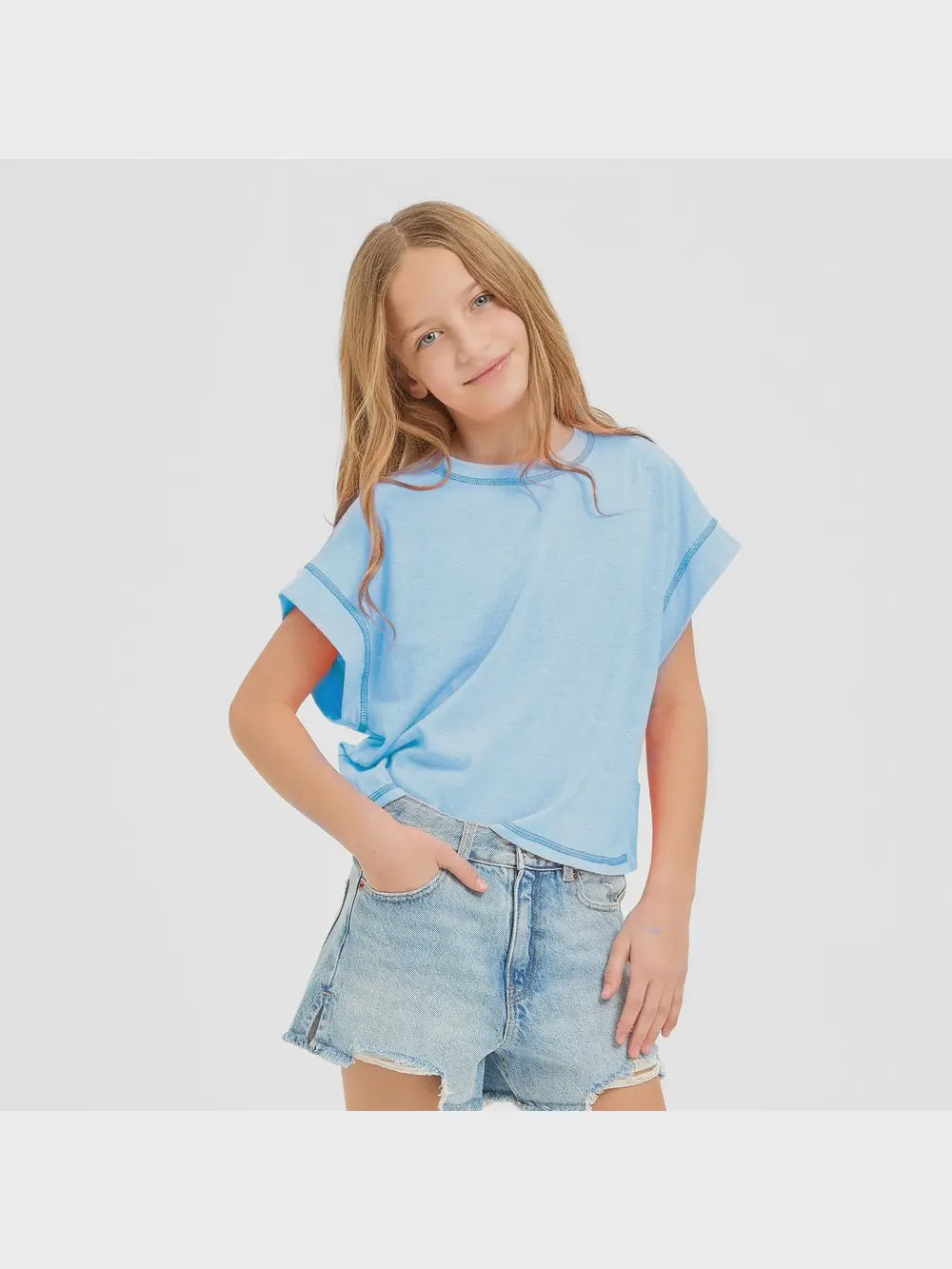 Good Girl Overlap Open Back Top - Aqua