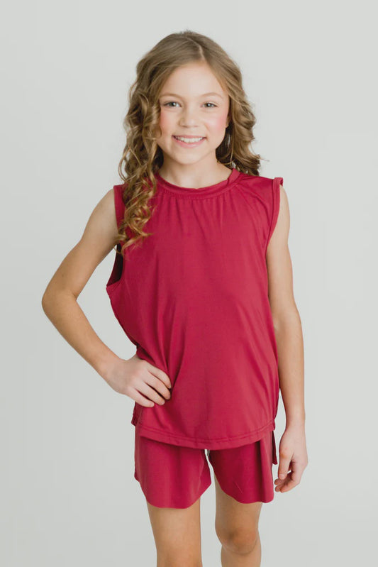 Belle Cher High Low Tank - Maroon