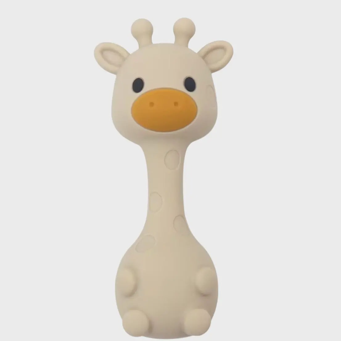Three Hearts All Silicone Giraffe Rattle - Beige