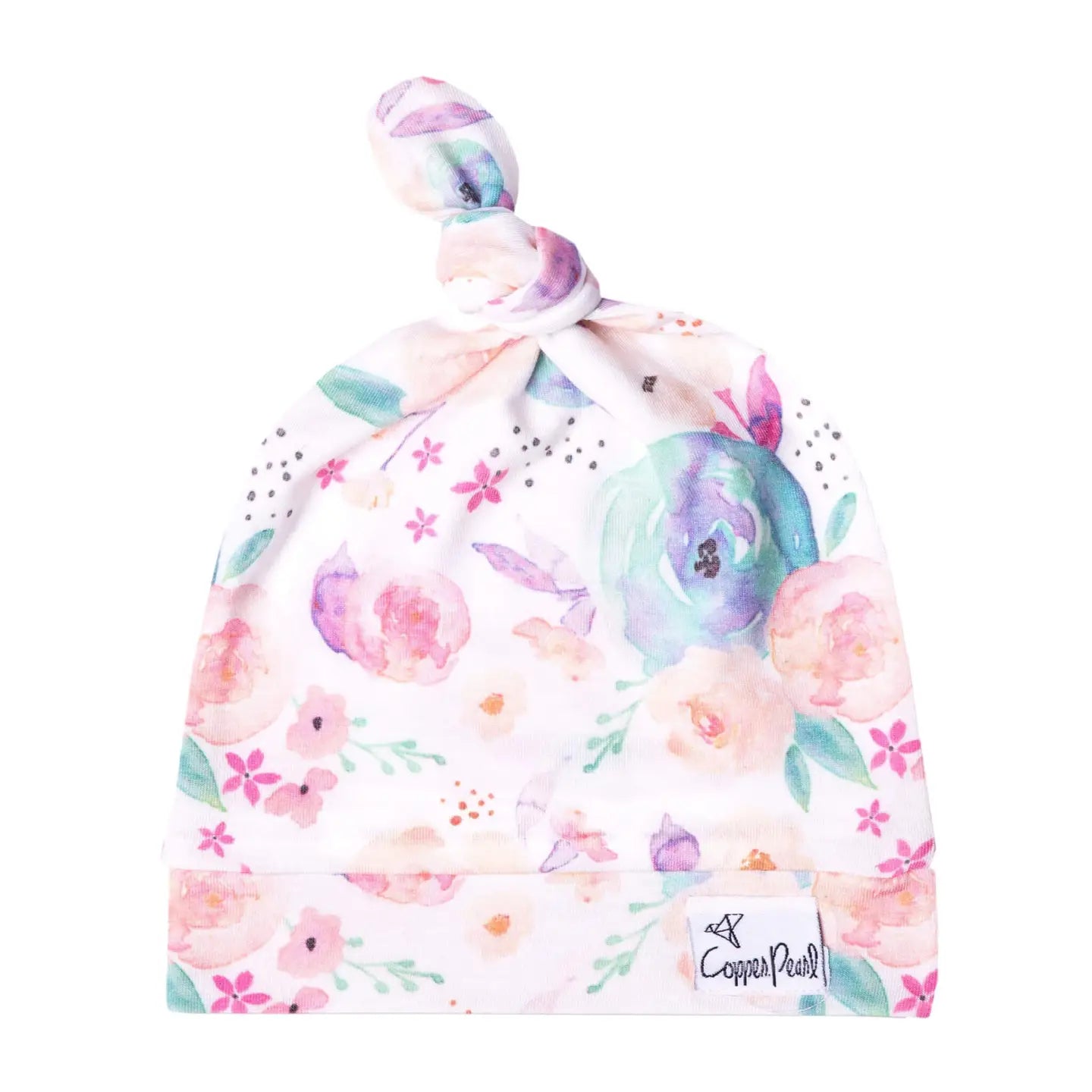 Copper Pearl Newborn Top Knot Hat - Bloom