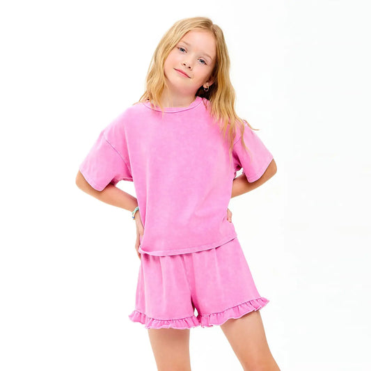 Good Girl Mineral Washed Short Set - Pink