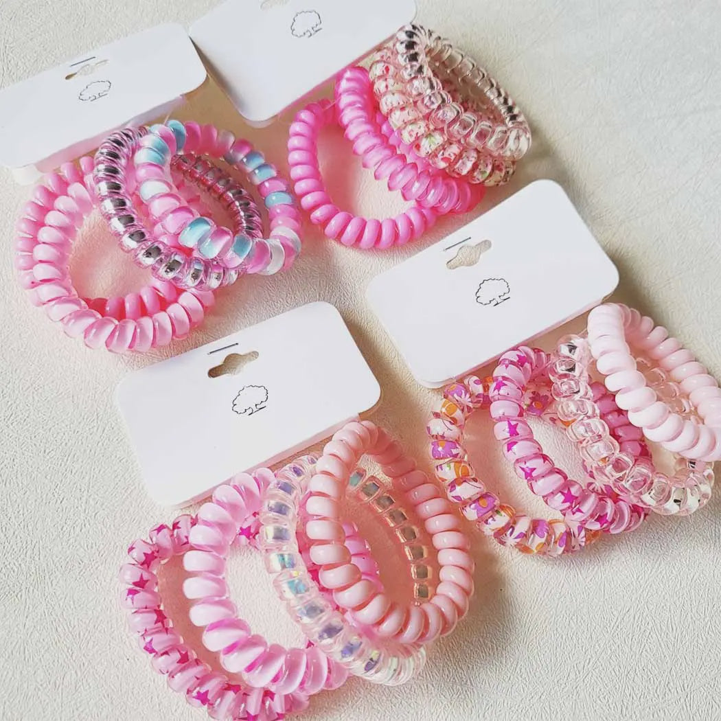 Pink  Shades Spiral Hair Ties