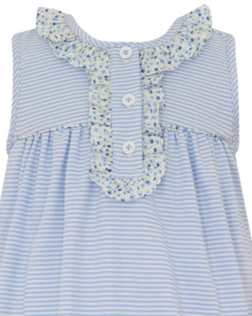 Petit Bebe Blue Knit Stripe Bloomer Set