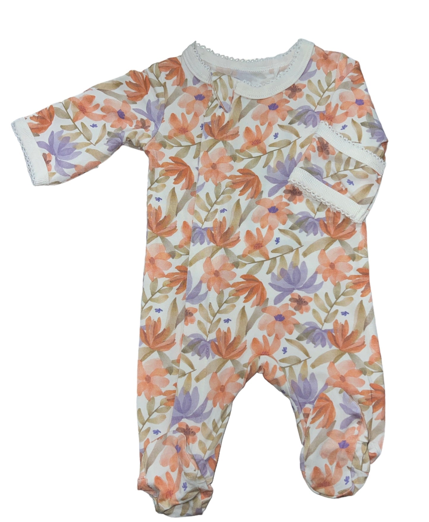 Spring Floral Zipper Footie