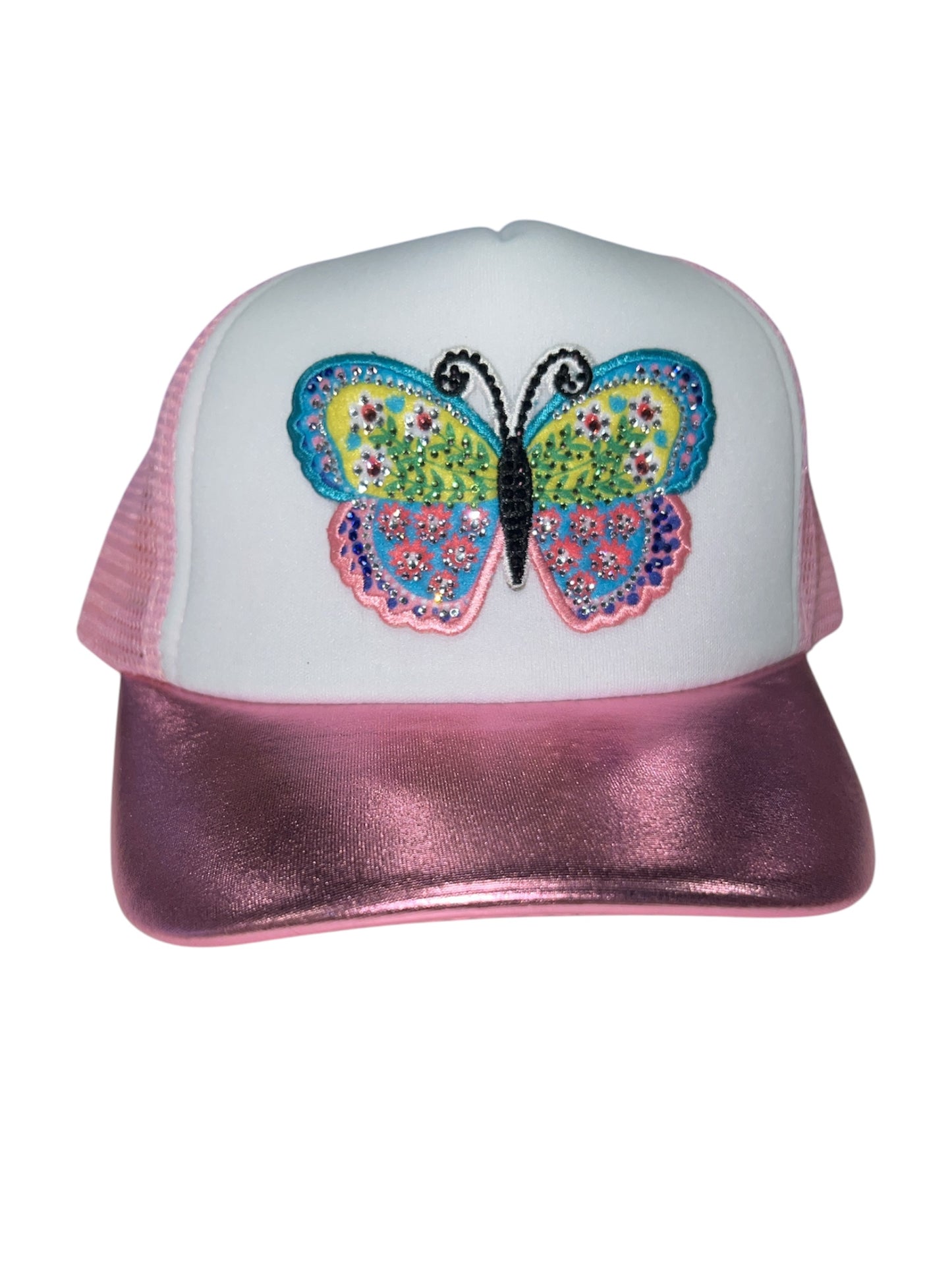 Sequin Butterfly Youth Pink Metallic Trucker Hat