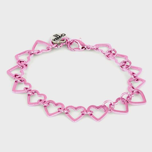 High IntenCity Pink Hearts Chain Bracelet