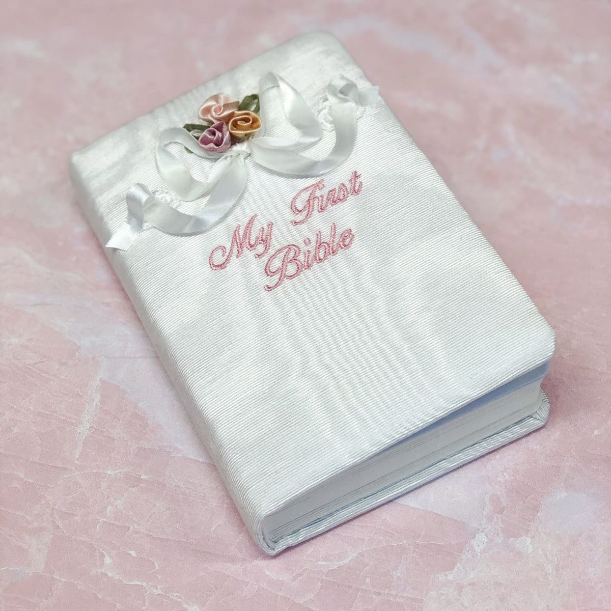 Baby's First Bible in Moire' with Flowers