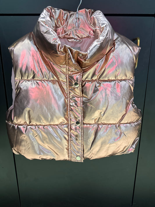 Pink Metallic Puffer Vest