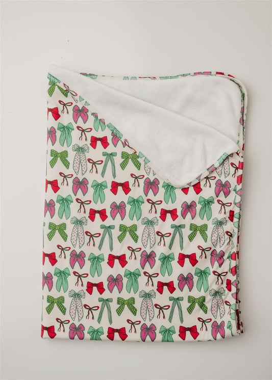 RR Holly Jolly Bows Swaddle Blanket - One Size