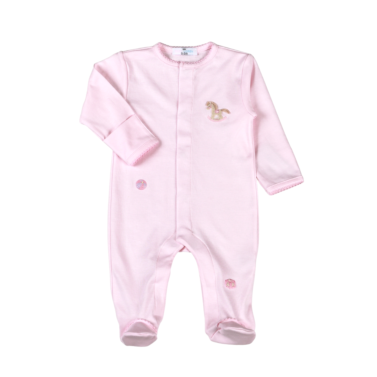 Baby Loren Pink Rocking Horse Pima Footie