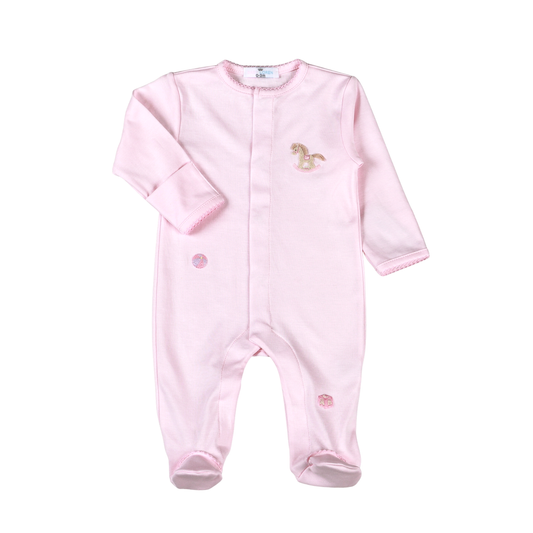 Baby Loren Pink Rocking Horse Pima Footie