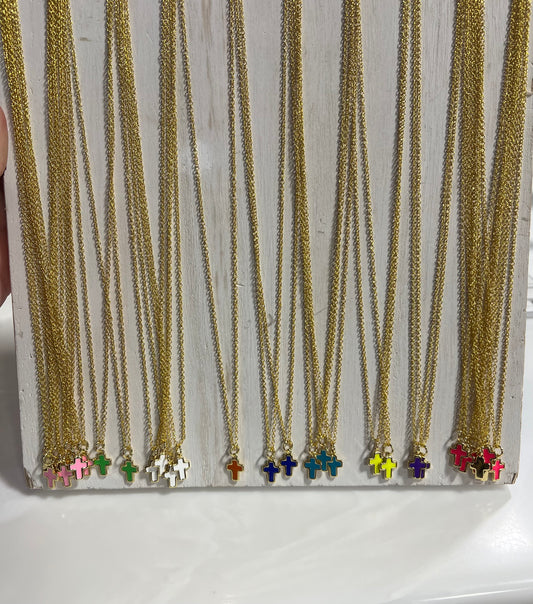 Gold Colorful Cross Necklace