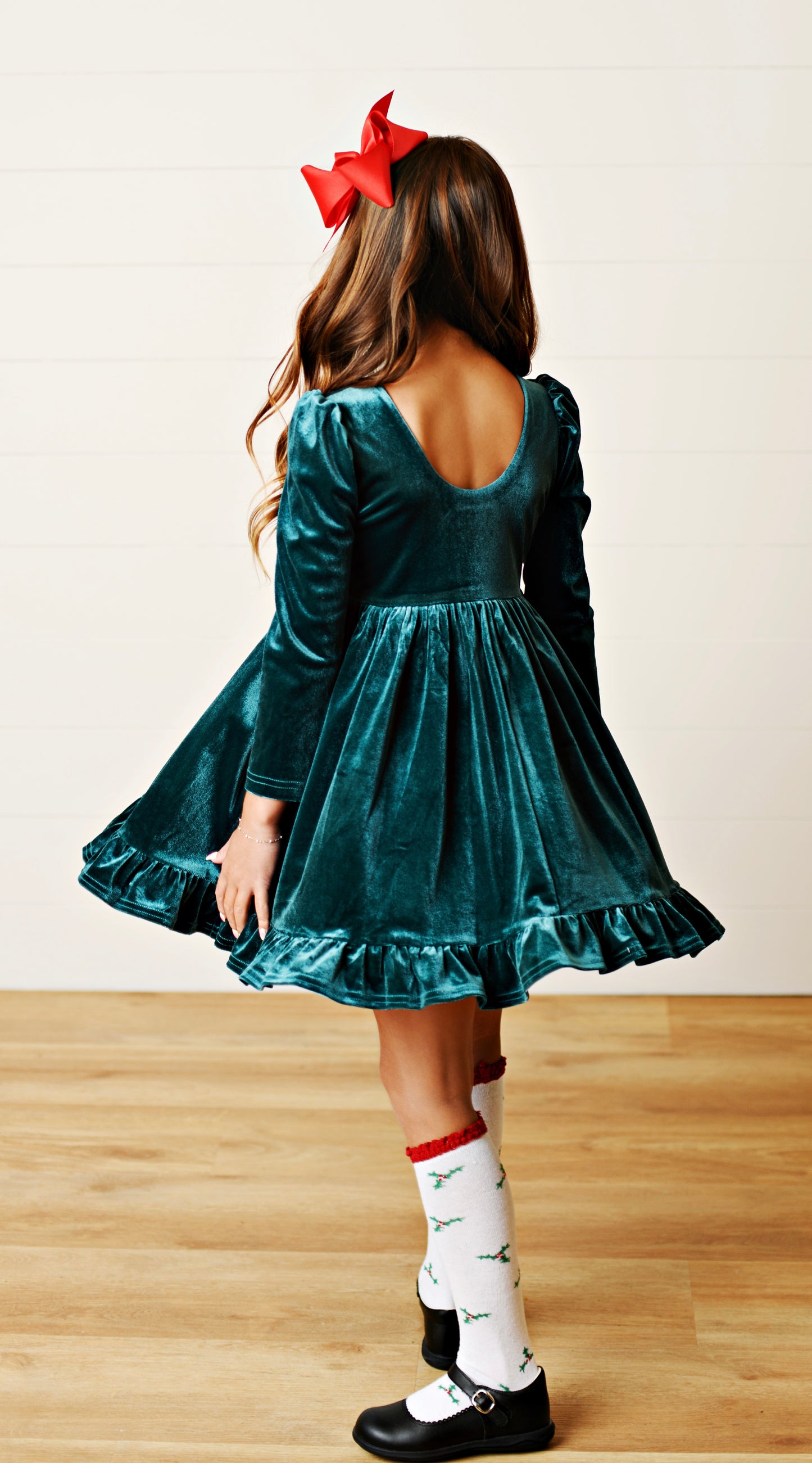 Swoon Baby Hunter Green Velvet Dress
