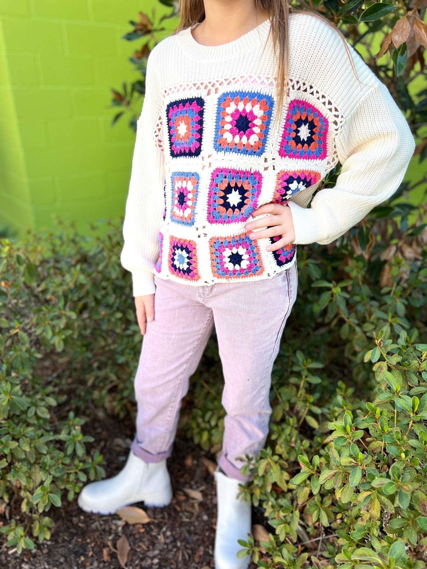 Tween Celebration Crochet Sweater