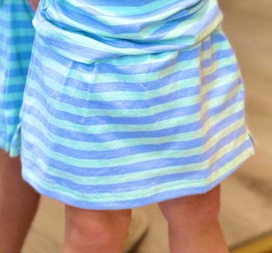 E Squared Striped Skort - Blue Lagoon