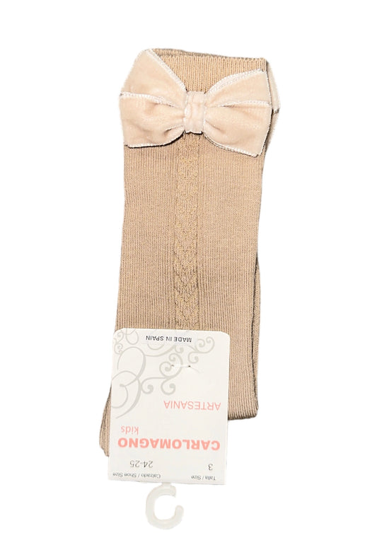 Stone Organic Knee Socks with Bow