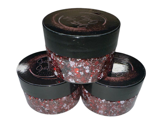 Maroon/White Hair/Face Glitter