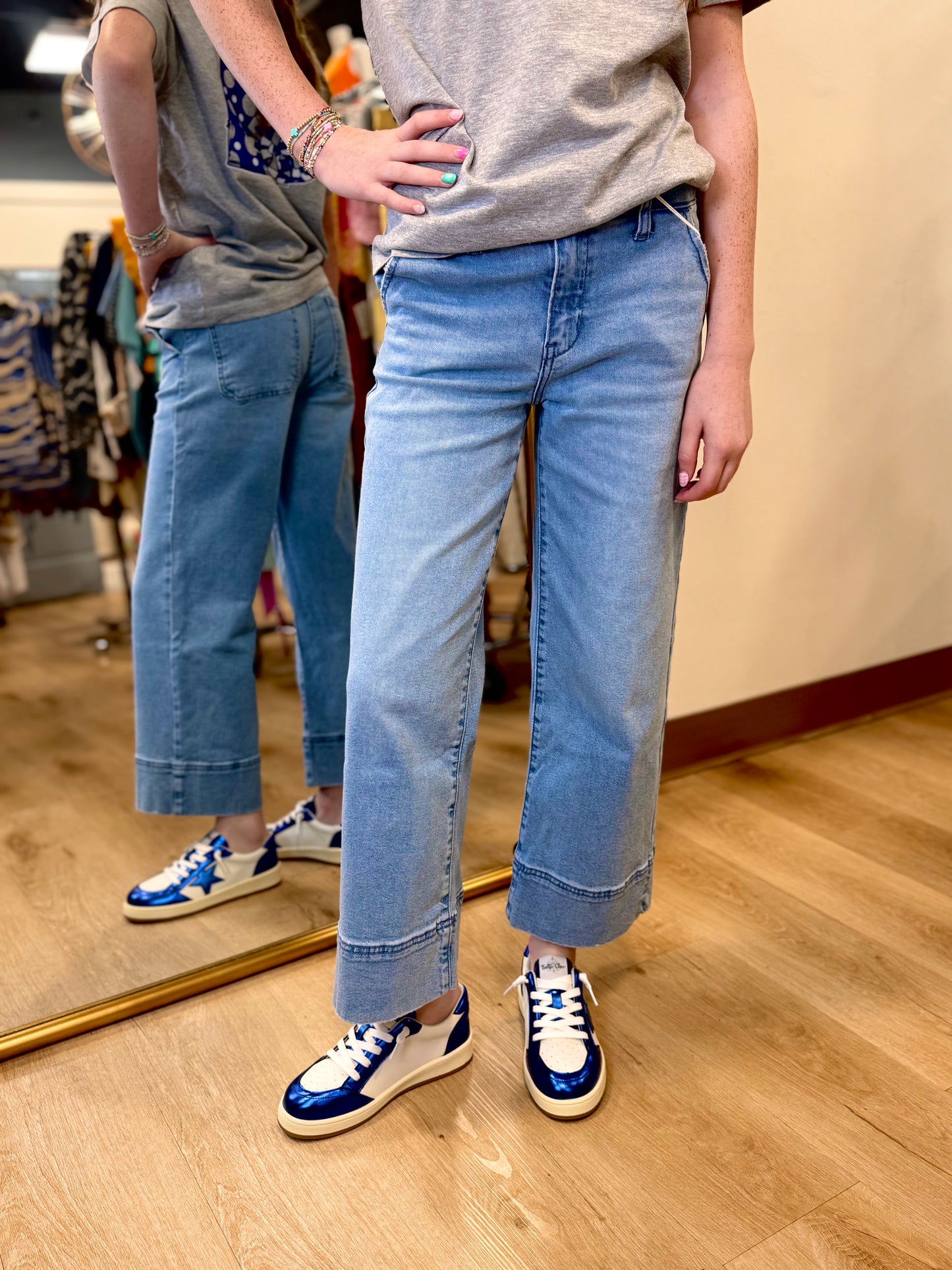 Kancan Girls 5-16 High Rise Cropped Wide Leg Jean