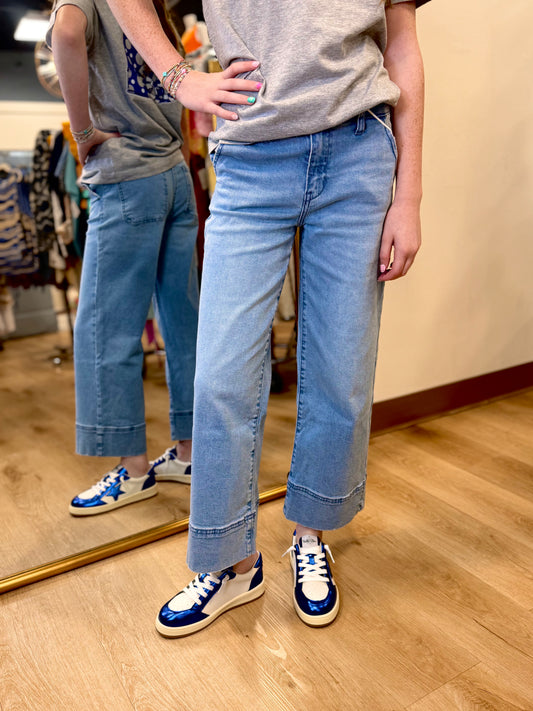 Kancan Girls 5-16 High Rise Cropped Wide Leg Jean