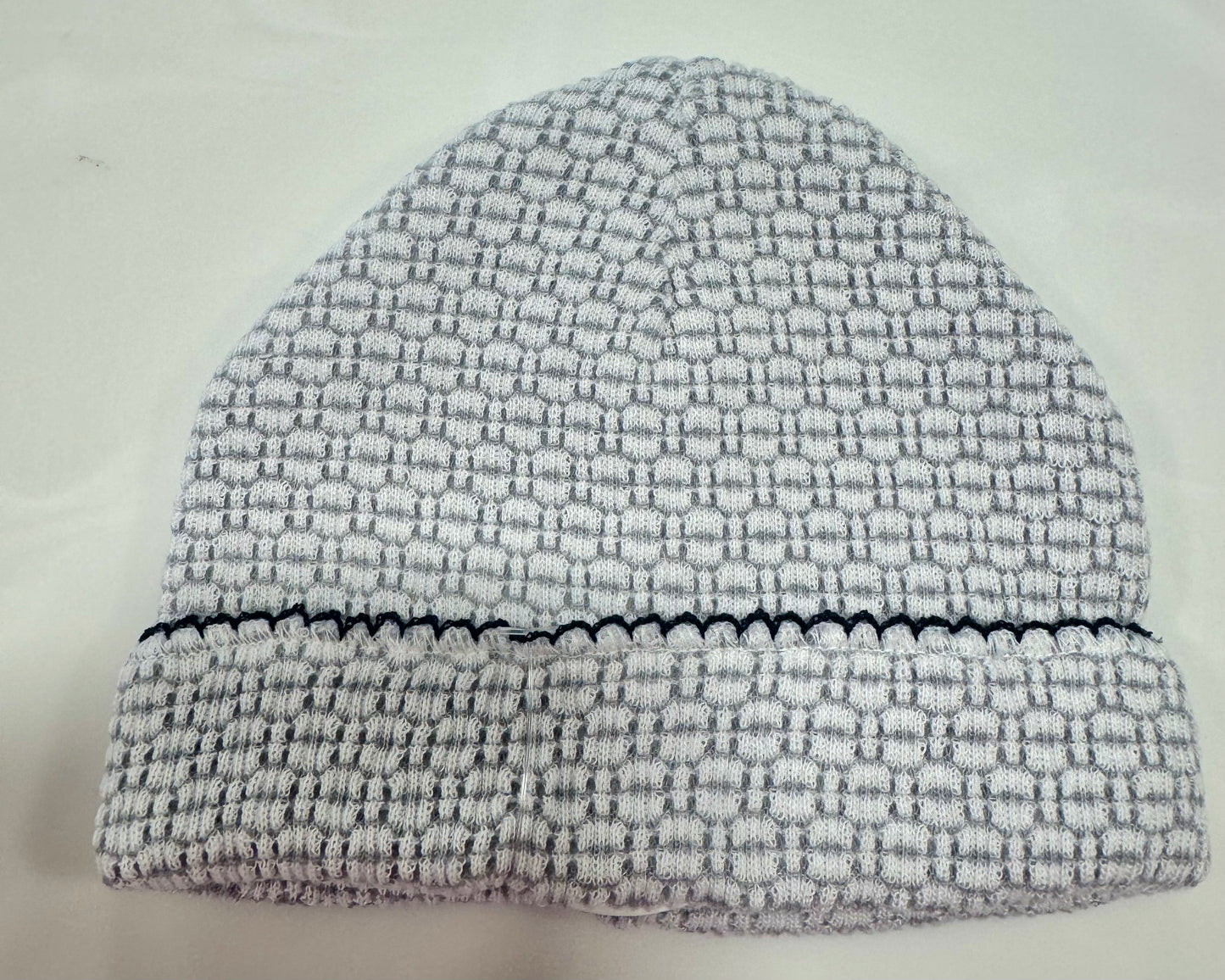 Paty Knit Solid Color Saylor Beanie Grey w/Navy Blue No Bow