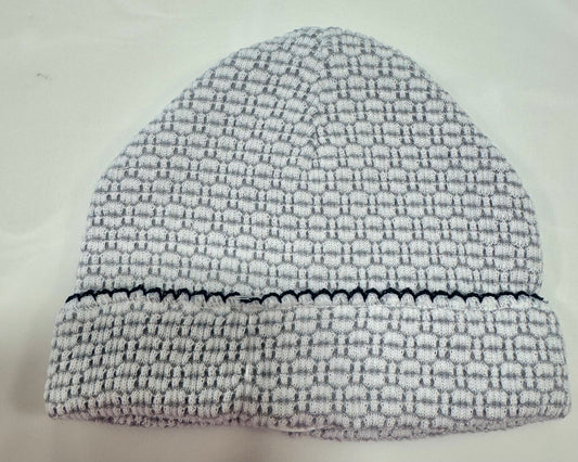 Paty Knit Solid Color Saylor Beanie Grey w/Navy Blue No Bow