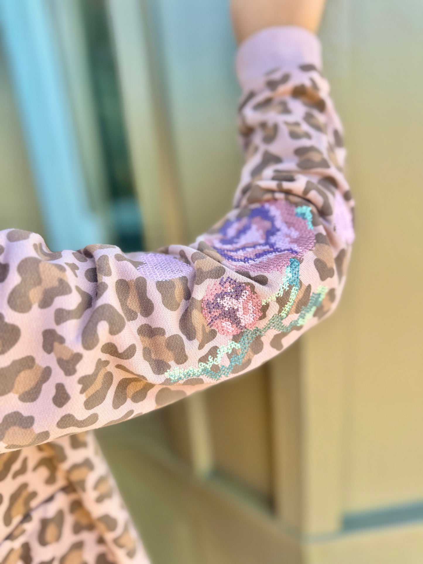 Paper Flower Animal Print Pant Set