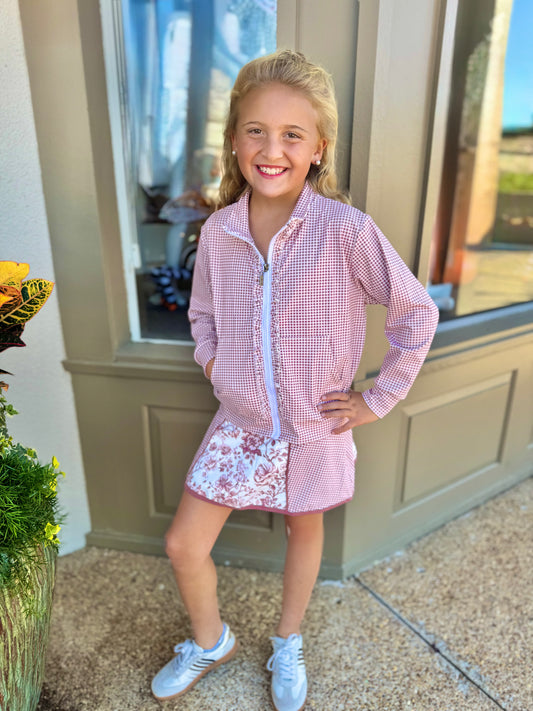 Be Girl Zip Up Skirt Set - Floral Gingham