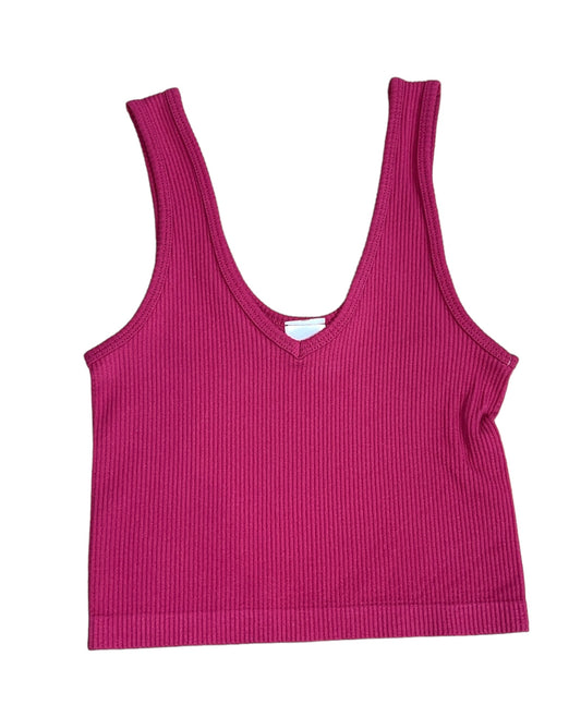 Fuchsia Ribbed Cropped Tank-OS(7/14)