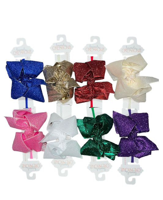 Pantyhose Headband w/ 3.5" Glittery Bow