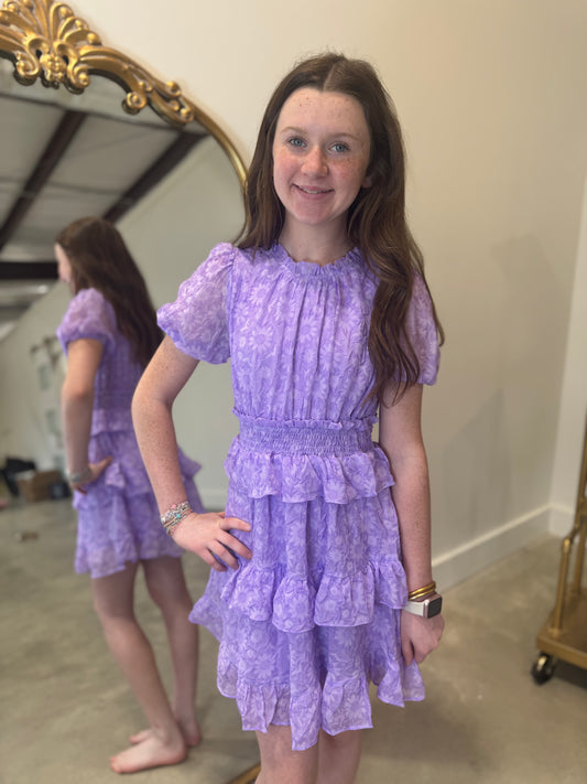 Hayden Girl Lavender Floral Texture Dress
