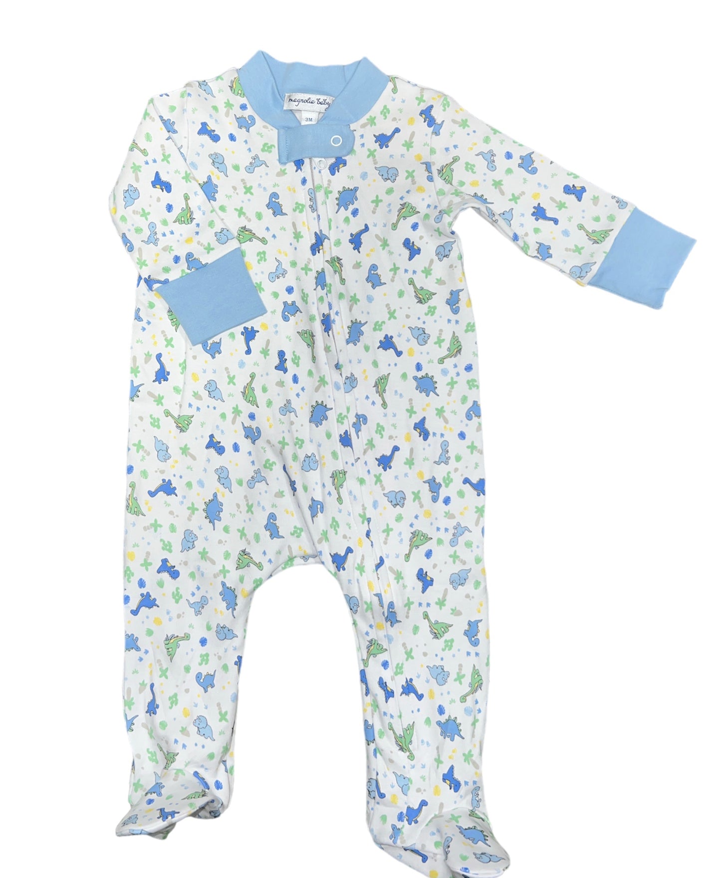 Blue Dinoland Printed Zipper Footie