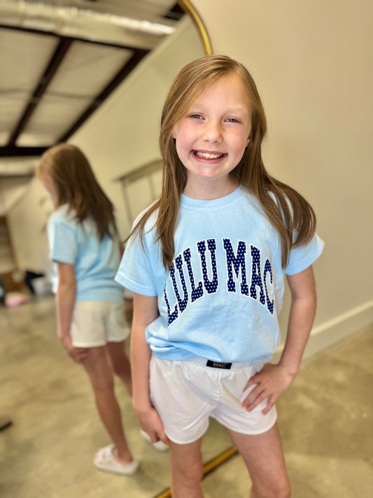 Lulu Mac Youth Polka Dot Tee- Chambray