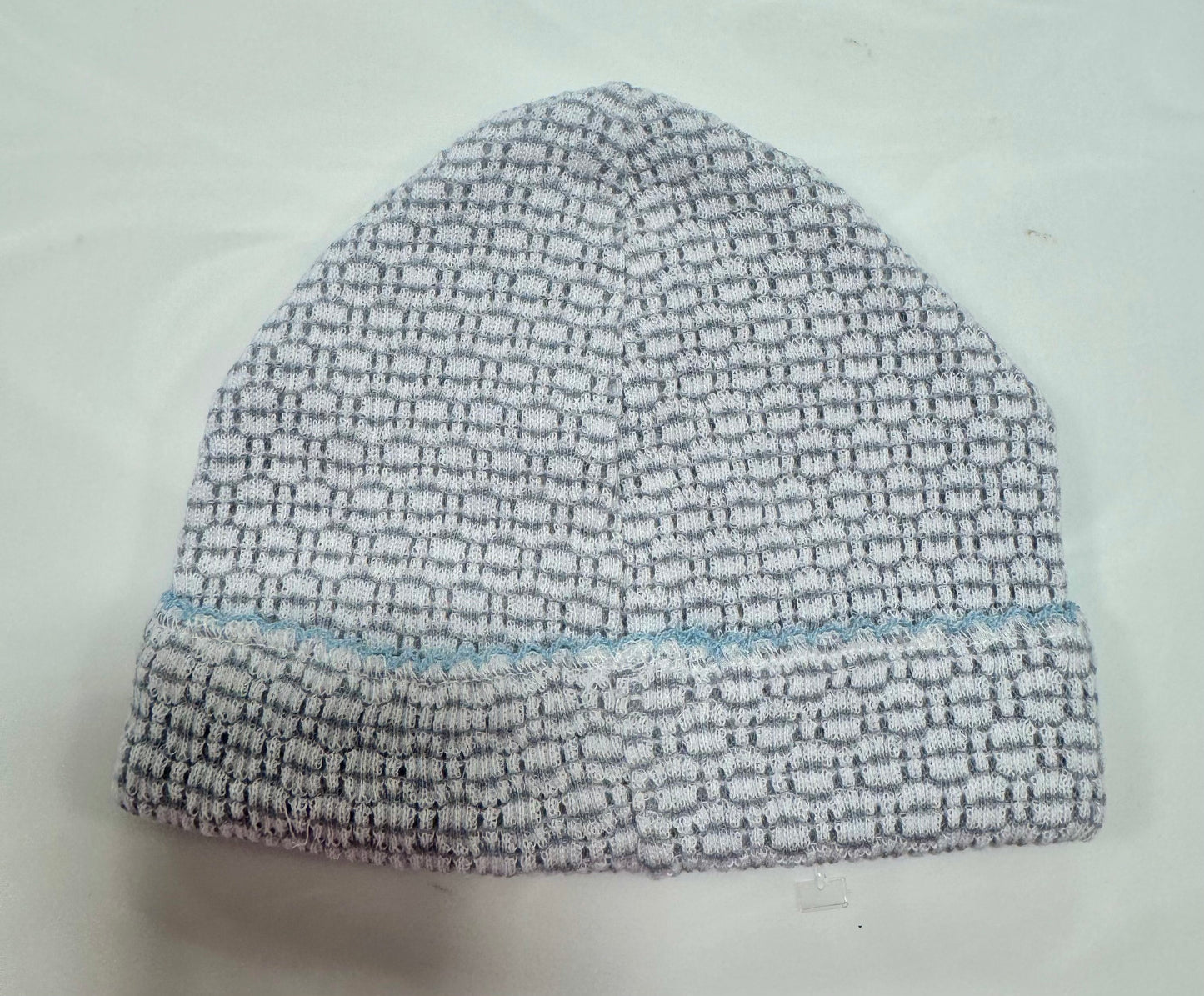 Paty Knit Solid Color Saylor Beanie Grey w/Baby Blue Trim No Bow