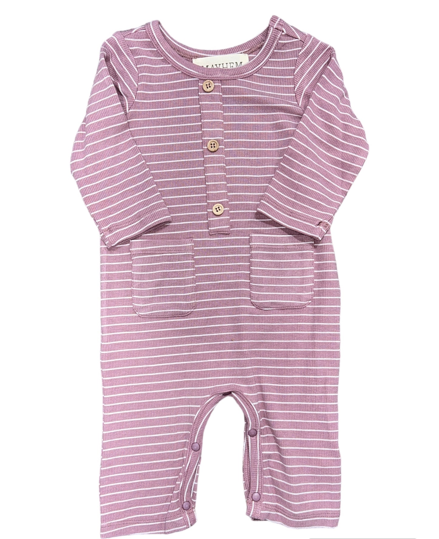 Button Down Purple Stripe Romper