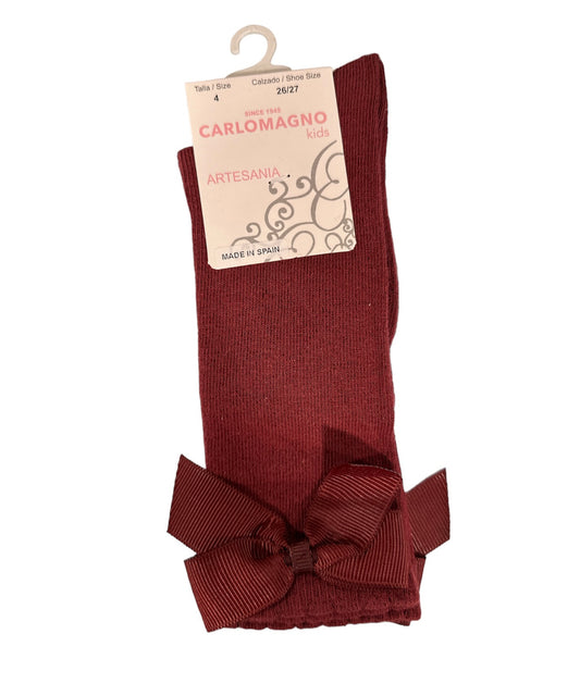 Scarlet Knee Socks w/Side Bow