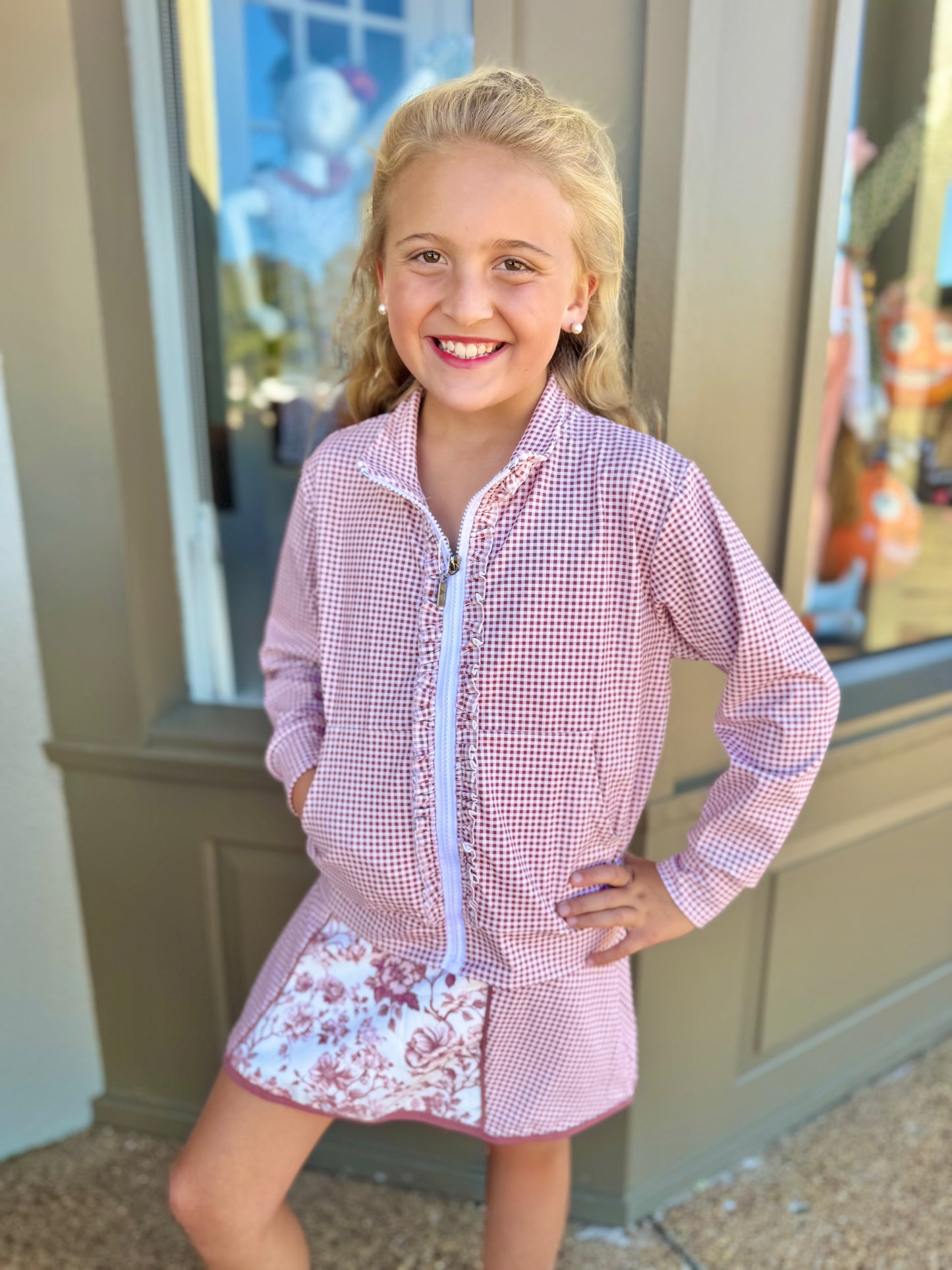 Be Girl Zip Up Skirt Set - Floral Gingham