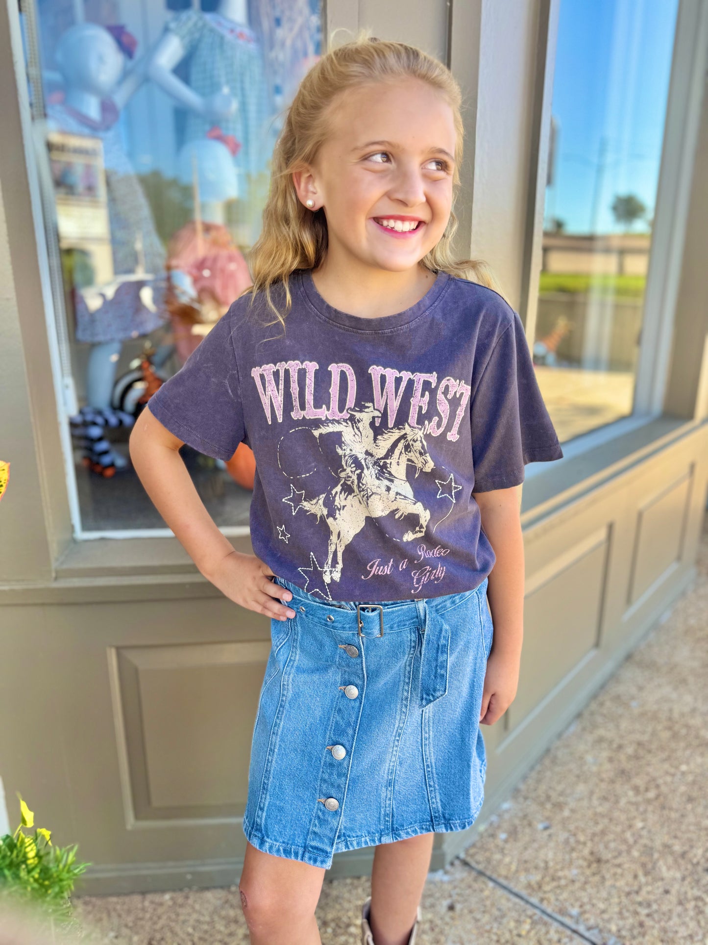 Blu & Blue Sky Blue Jean Skirt