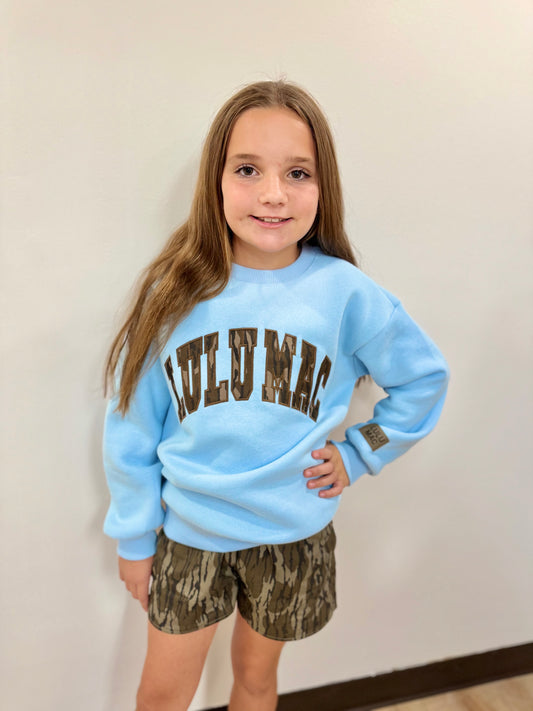 Lulu Mac Lt Blue w/Mossy Oak Bottomland Sweatshirt