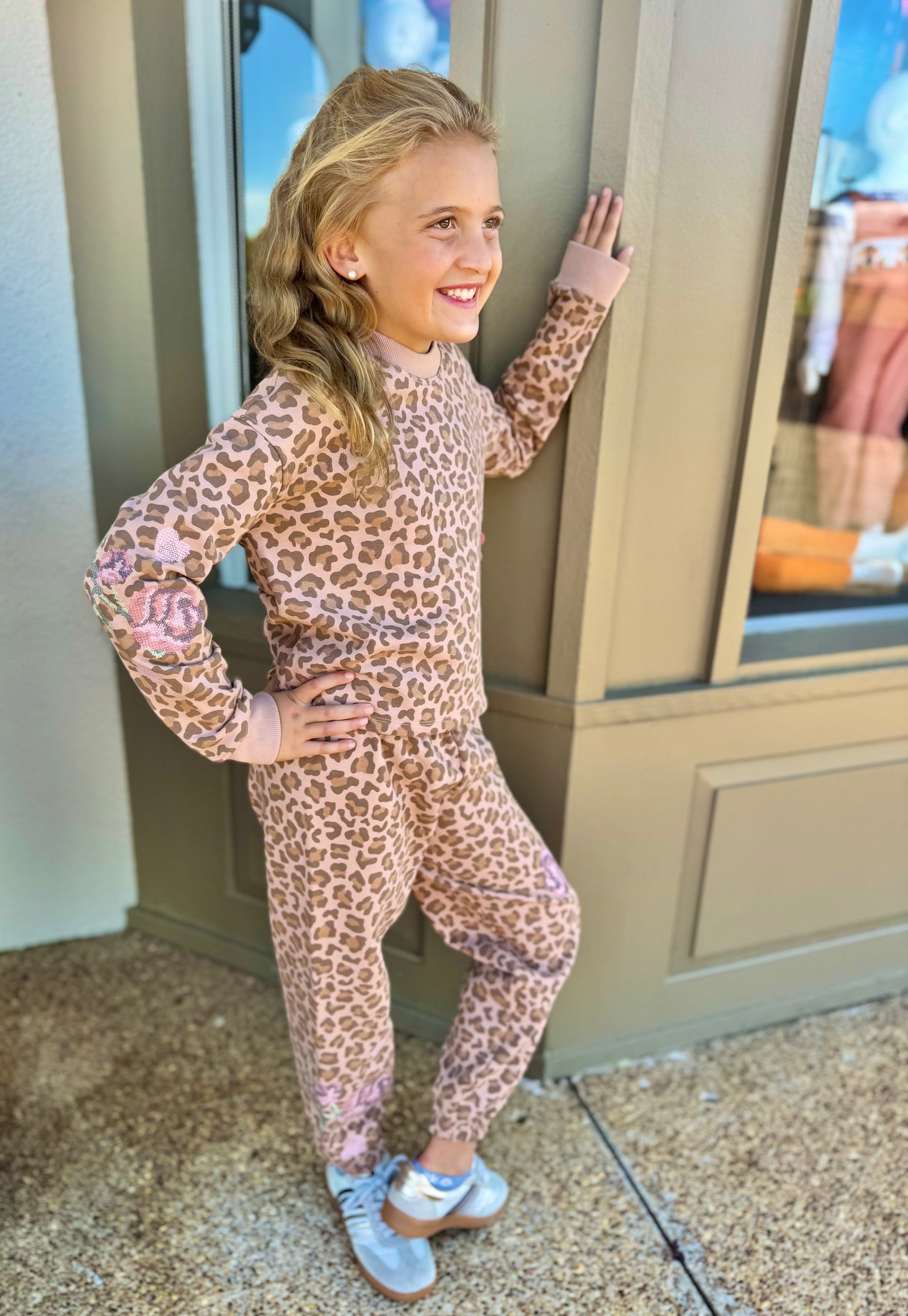 Paper Flower Animal Print Pant Set