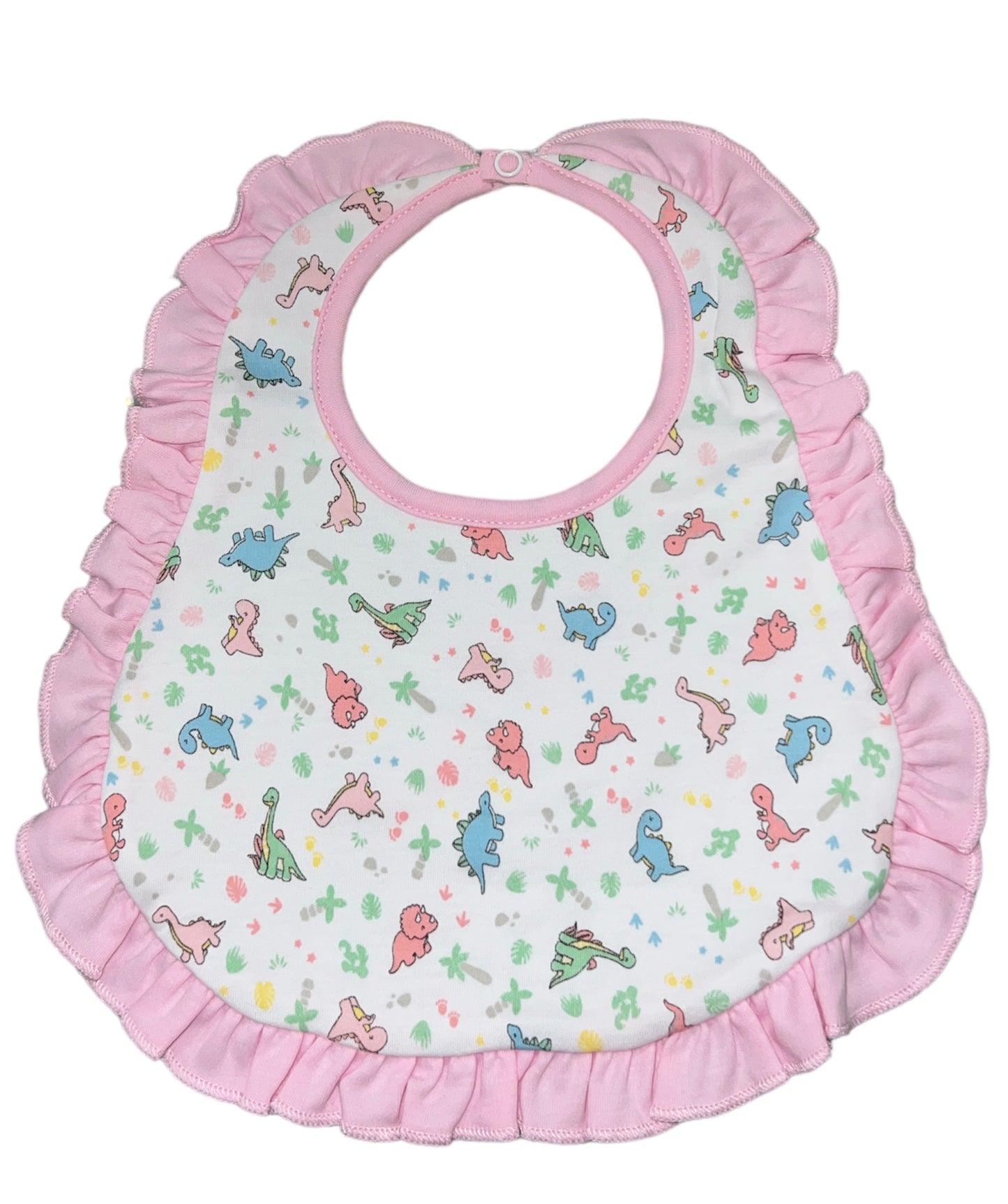 Pink Dinoland Printed Ruffle Bib